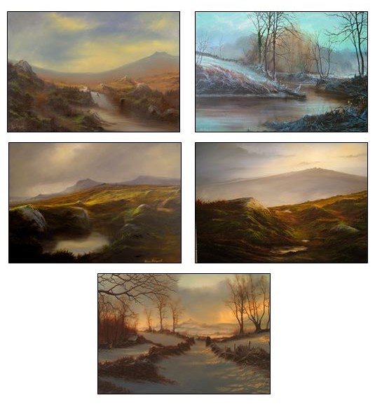 5 SIGNED  LANDSCAPE POSTCARDS 